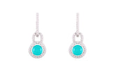 Asfour Crystal Stud Earrings With Turquoise Decorative Round Design In 925 Sterling Silver-ED0119-GC